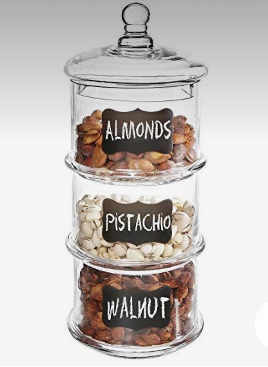 Glass Storage Jar 3 tier