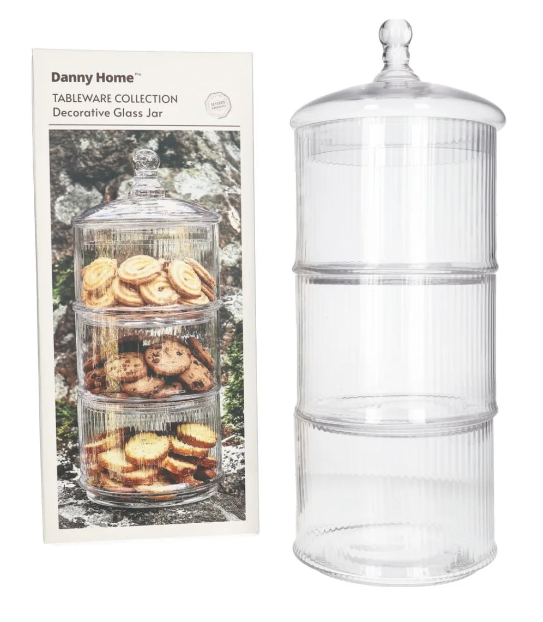 Glass Storage Jar 3 tier