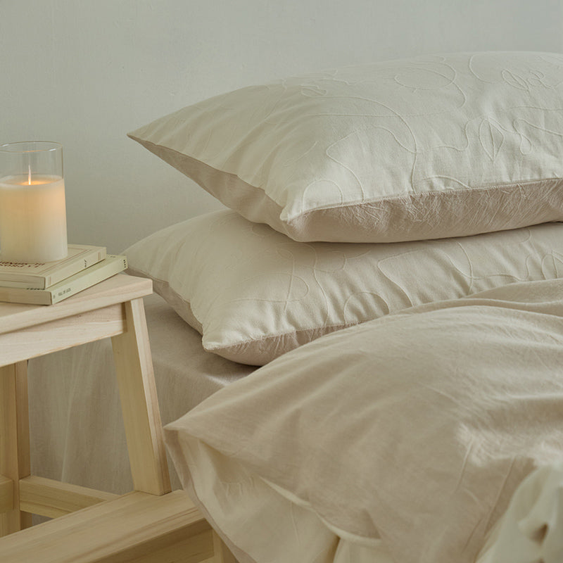 Embossed White Cotton Duvet Set